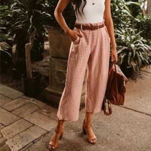 Red checkered, Terry Gingham Pants